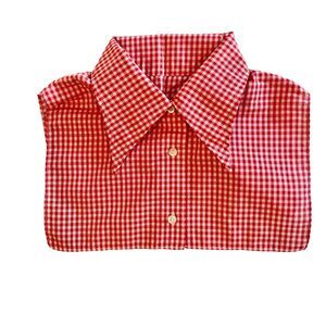 Vtg handmade red white gingham dickey dagger collar buttons